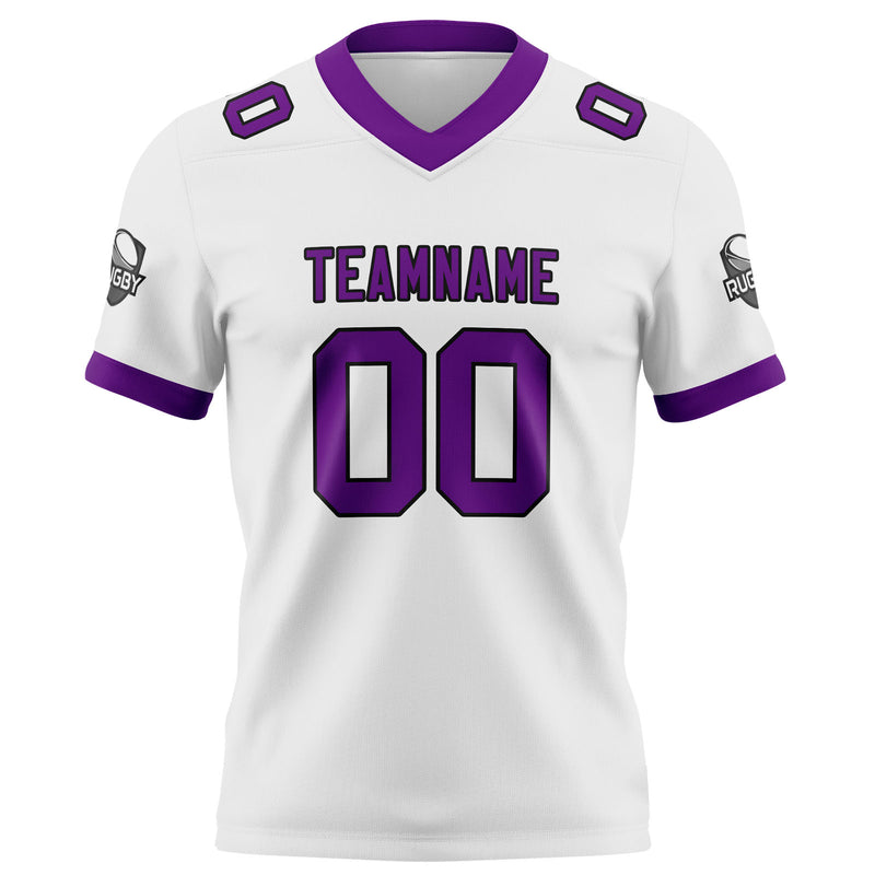 Custom White Purple Football Jersey Personalized Football Shirts for Men Women  Printed Team Name Number Logo