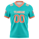 Custom Cyan Pink Football Jersey Personalized Football Shirts for Men Women  Printed Team Name Number Logo