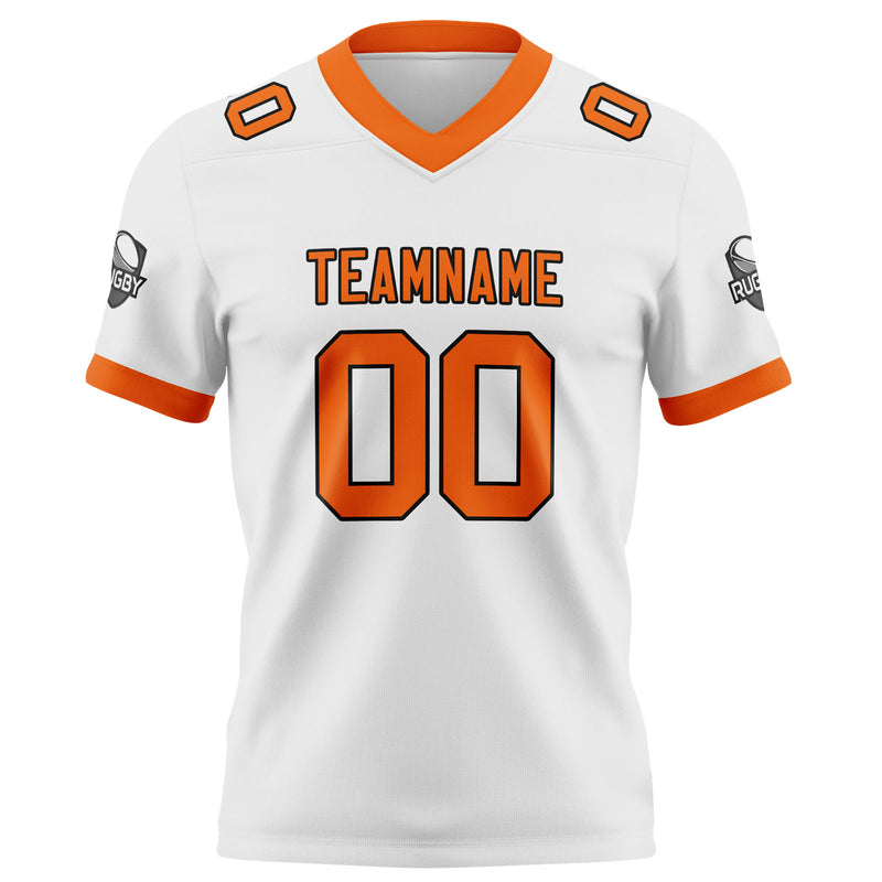 Custom White Orange Football Jersey Personalized Football Shirts for Men Women  Printed Team Name Number Logo