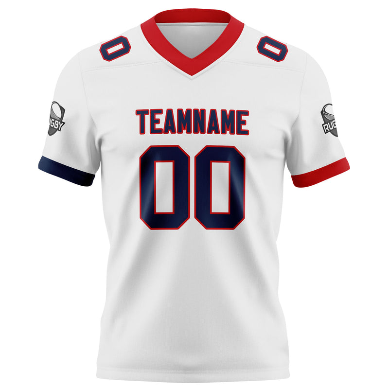 Custom White Navy Red Football Jersey Personalized Football Shirts for Men Women  Printed Team Name Number Logo