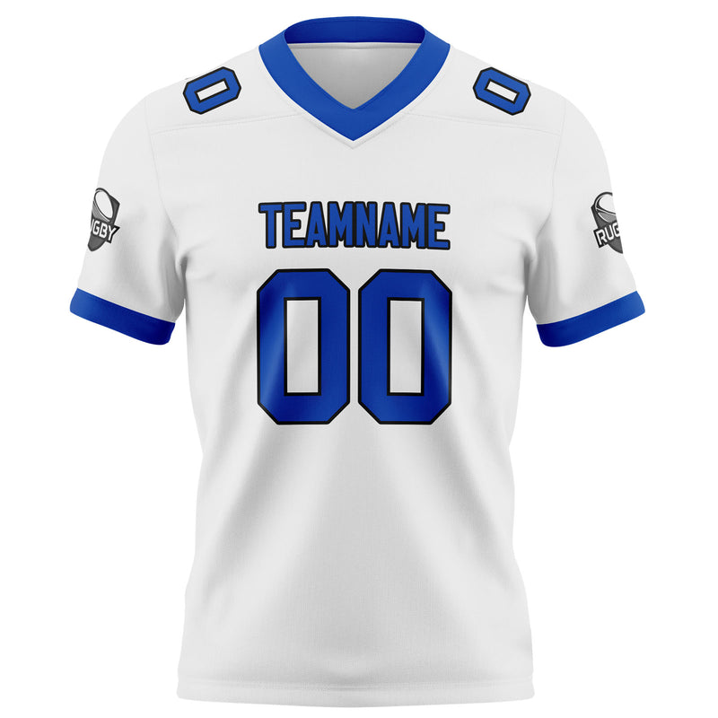 Custom White Blue Football Jersey Personalized Football Shirts for Men Women  Printed Team Name Number Logo