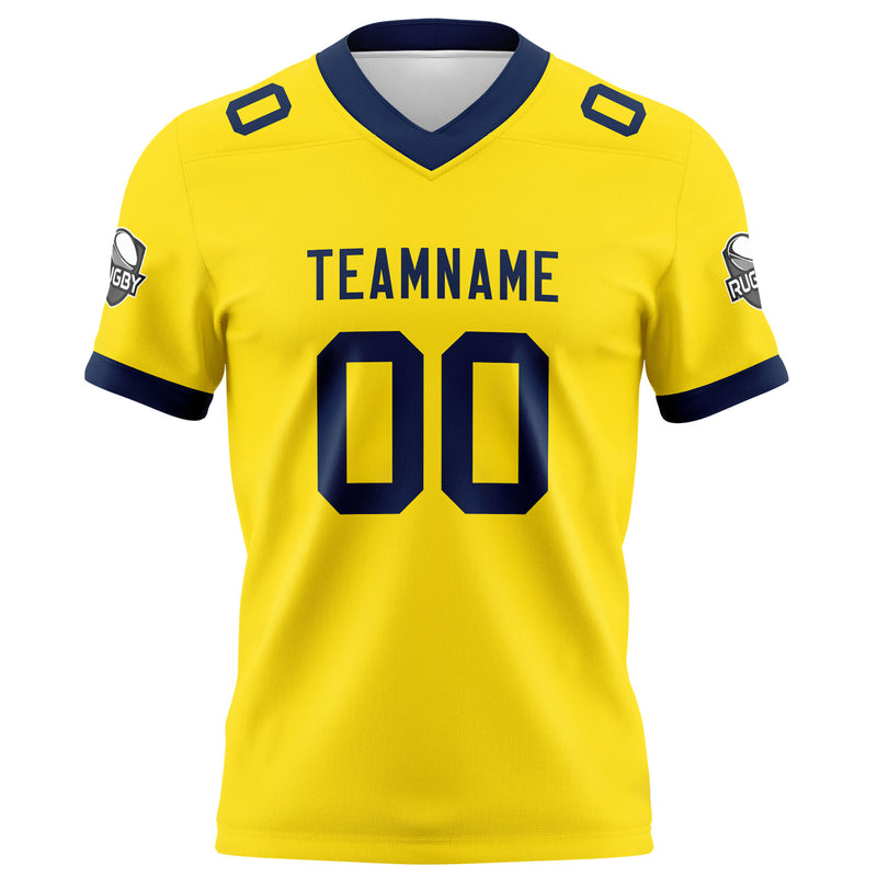 Custom Yellow Navy Football Jersey Personalized Football Shirts for Men Women  Printed Team Name Number Logo