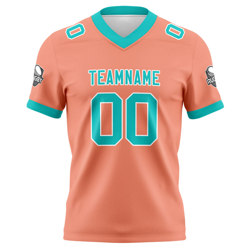 Custom Pink Cyan Football Jersey Personalized Football Shirts for Men Women  Printed Team Name Number Logo