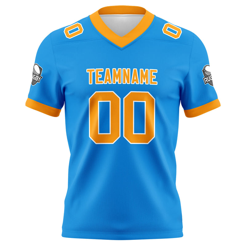 Custom Blue Orange Football Jersey Personalized Football Shirts for Men Women  Printed Team Name Number Logo