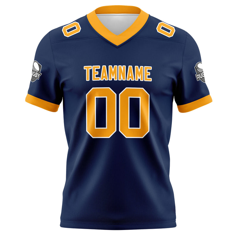 Custom Blue Yellow Football Jersey Personalized Football Shirts for Men Women  Printed Team Name Number Logo