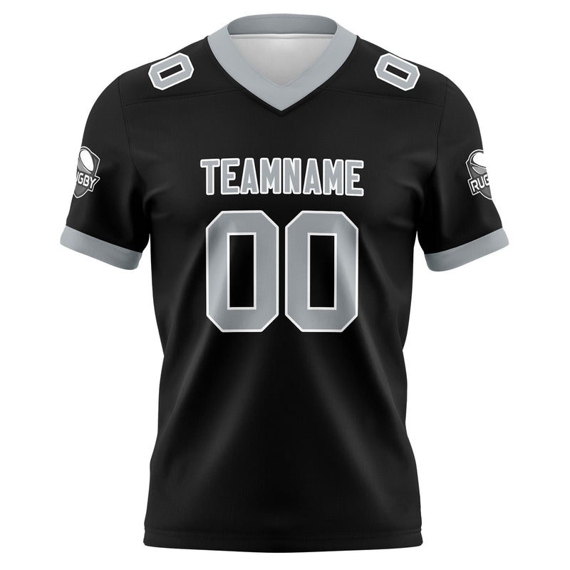 Custom Black Grey Football Jersey Personalized Football Shirts for Men Women  Printed Team Name Number Logo