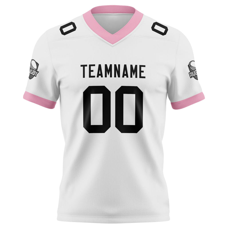 Custom White Pink Football Jersey Personalized Football Shirts for Men Women  Printed Team Name Number Logo