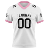 Custom White Pink Football Jersey Personalized Football Shirts for Men Women  Printed Team Name Number Logo