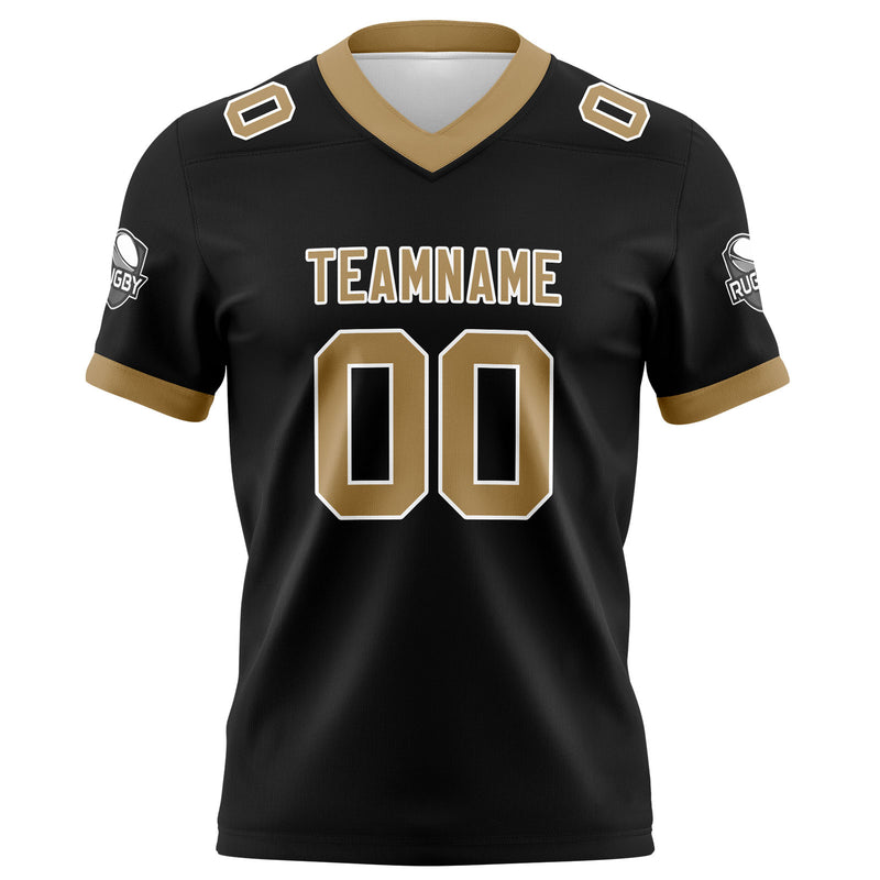 Custom Black Old Gold Football Jersey Personalized Football Shirts for Men Women  Printed Team Name Number Logo