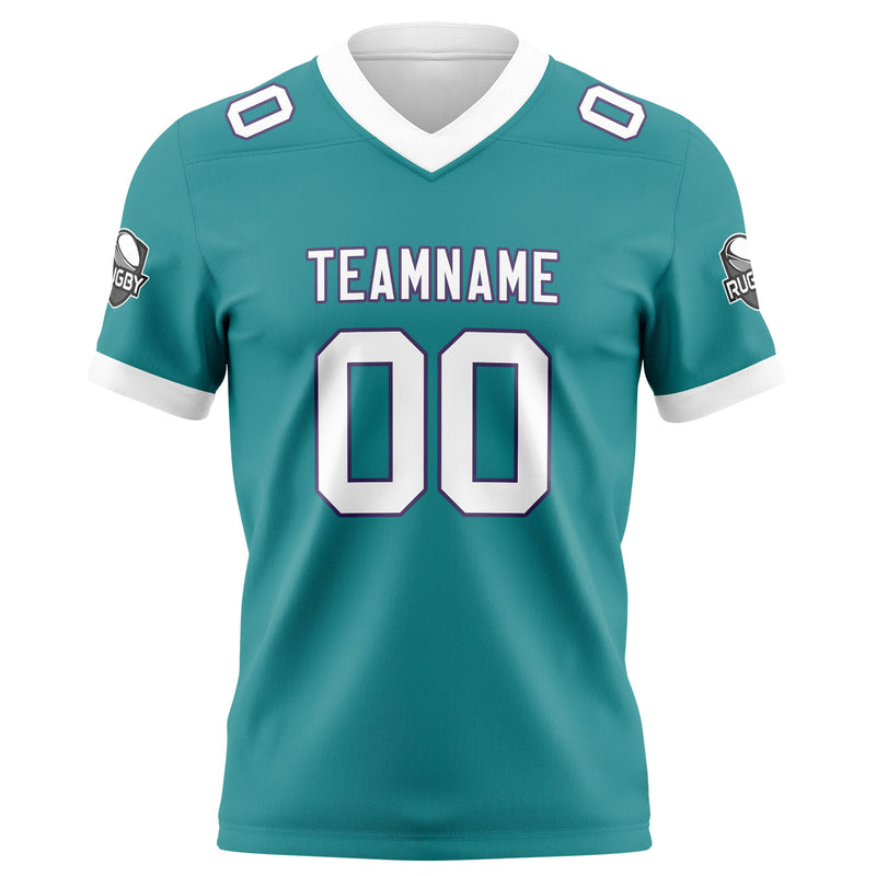 Custom Aqua White Football Jersey Personalized Football Shirts for Men Women  Printed Team Name Number Logo