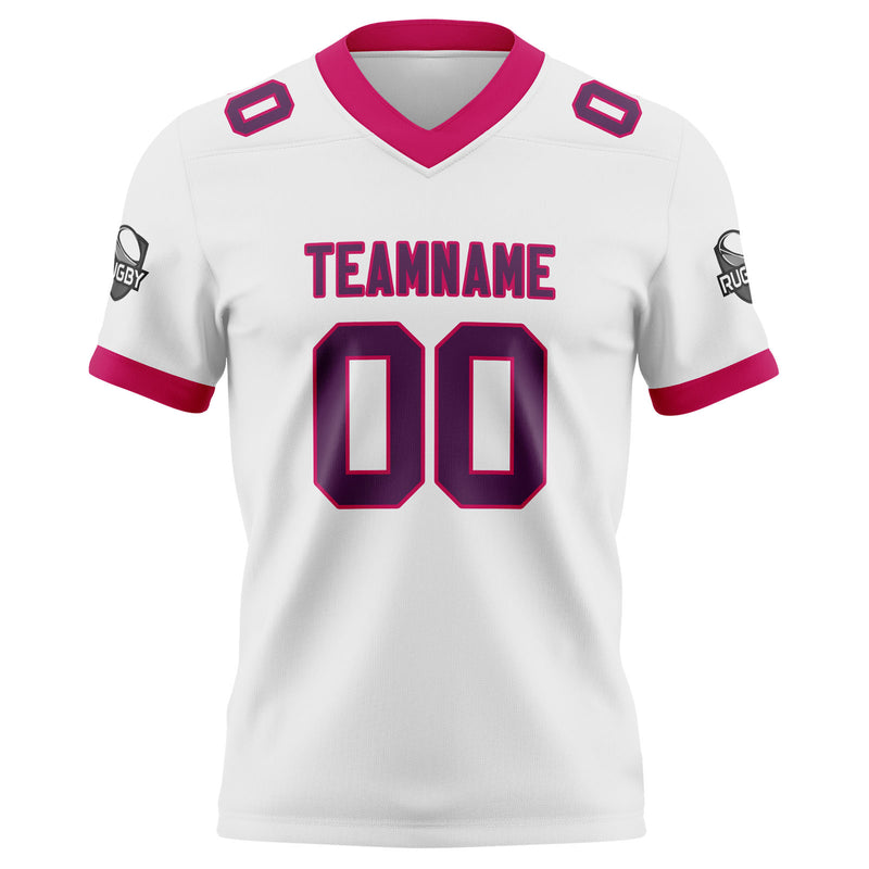 Custom White Pink Football Jersey Personalized Football Shirts for Men Women  Printed Team Name Number Logo