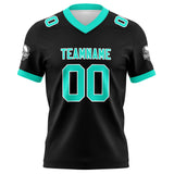 Custom Black Cyan Football Jersey Personalized Football Shirts for Men Women  Printed Team Name Number Logo