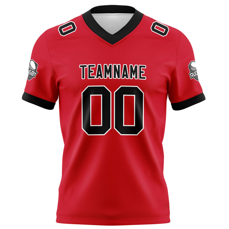 Custom Red Black Football Jersey Personalized Football Shirts for Men Women  Printed Team Name Number Logo