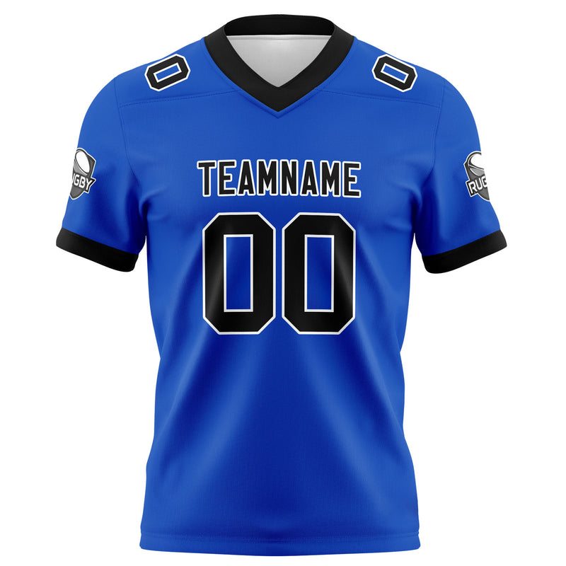 Custom Blue Black Football Jersey Personalized Football Shirts for Men Women  Printed Team Name Number Logo