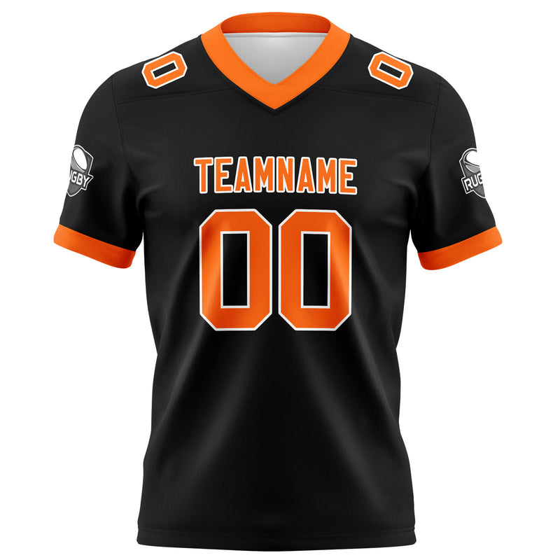 Custom Black Orange Football Jersey Personalized Football Shirts for Men Women  Printed Team Name Number Logo