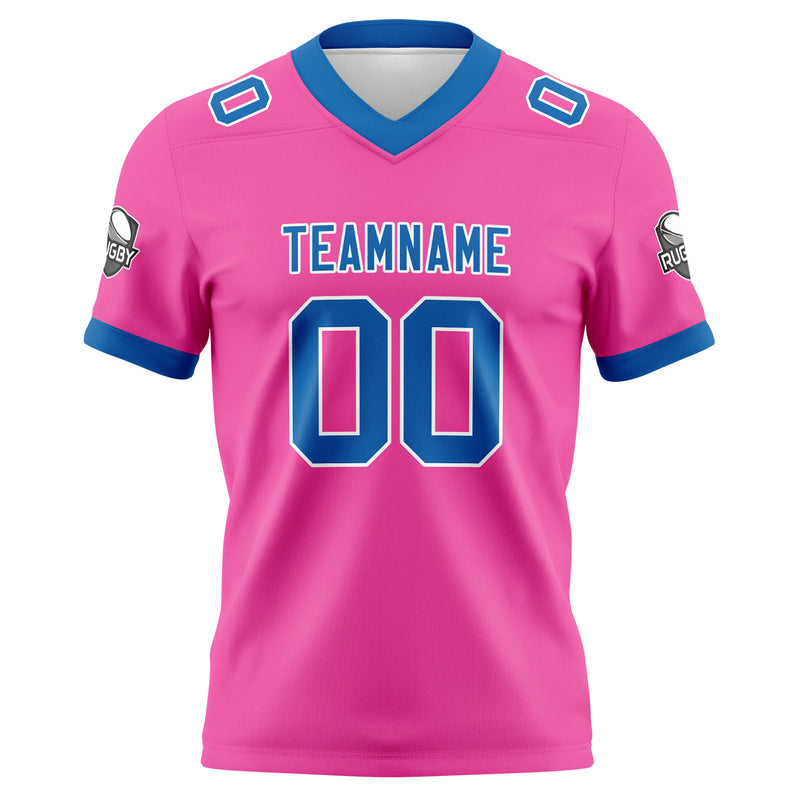 Custom Pink Blue Football Jersey Personalized Football Shirts for Men Women  Printed Team Name Number Logo
