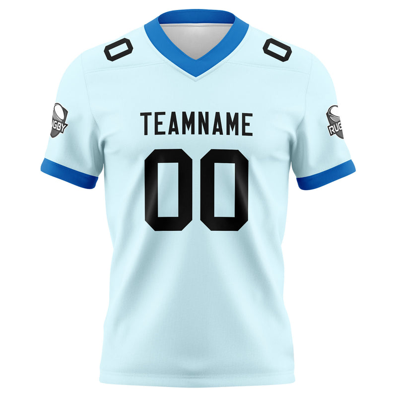 Custom Cyan Black Football Jersey Personalized Football Shirts for Men Women  Printed Team Name Number Logo