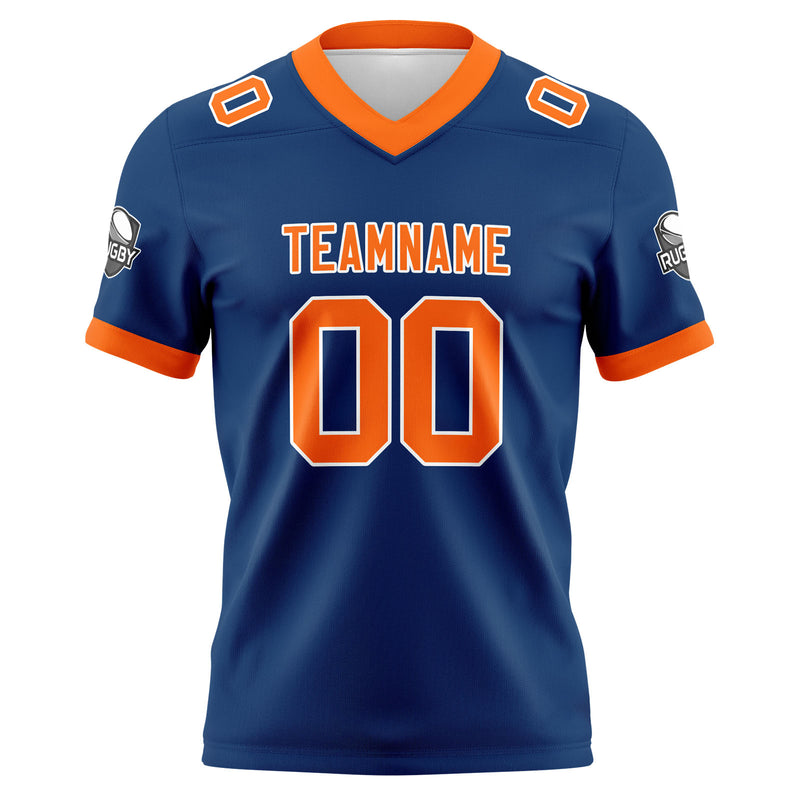 Custom Blue Orange Football Jersey Personalized Football Shirts for Men Women  Printed Team Name Number Logo
