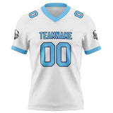 Custom White Sky Blue Football Jersey Personalized Football Shirts for Men Women  Printed Team Name Number Logo