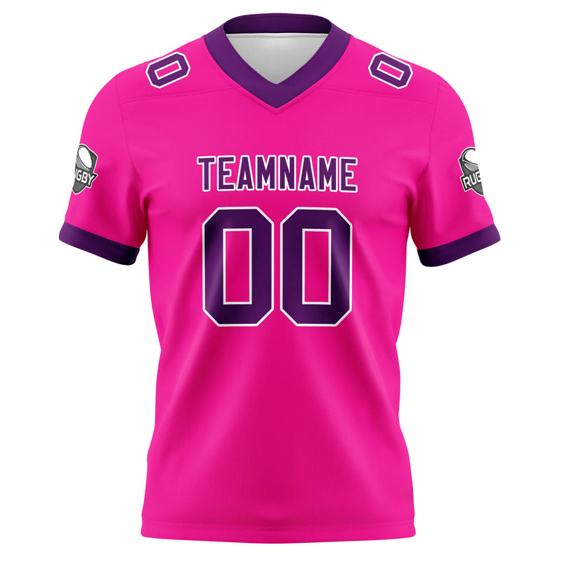 Custom Pink Purple Football Jersey Personalized Football Shirts for Men Women  Printed Team Name Number Logo