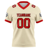 Custom Cream Red Football Jersey Personalized Football Shirts for Men Women  Printed Team Name Number Logo
