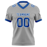 Custom Grey Blue Football Jersey Personalized Football Shirts for Men Women  Printed Team Name Number Logo