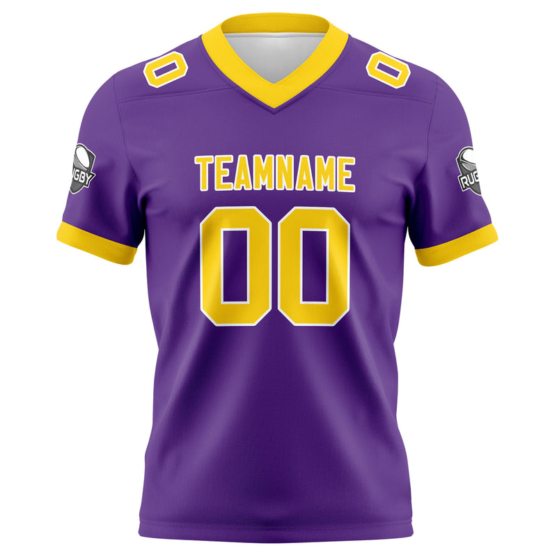 Custom Purple Yellow Football Jersey Personalized Football Shirts for Men Women  Printed Team Name Number Logo