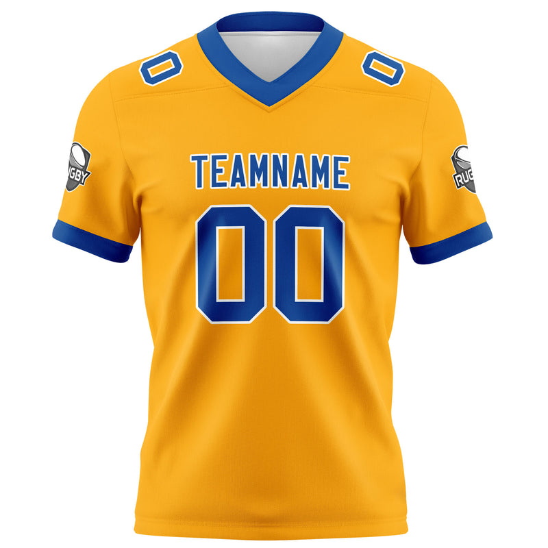 Custom Yellow Blue Football Jersey Personalized Football Shirts for Men Women  Printed Team Name Number Logo