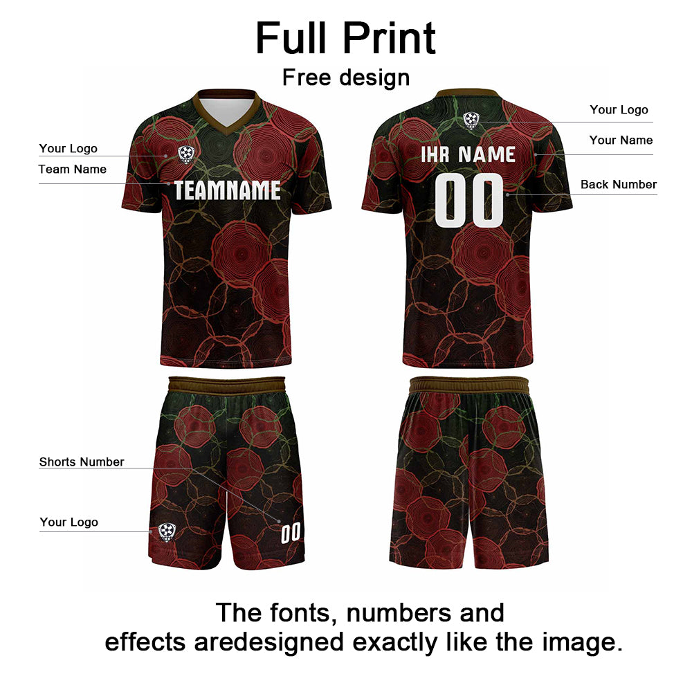 Custom Black Red Jerseys for Men Women Personalized Soccer Uniforms for Adult and Kid enthsush