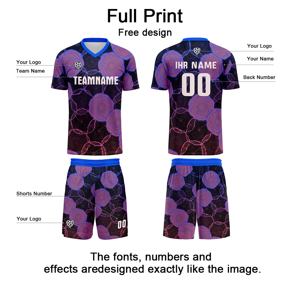 Custom Blue Purple Jerseys for Men Women Personalized Soccer Uniforms for Adult and Kid enthsush