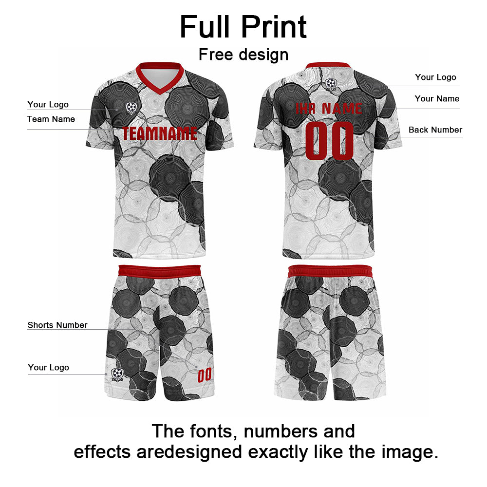 Custom White Red Gray Jerseys for Men Women Personalized Soccer Uniforms for Adult and Kid enthsush