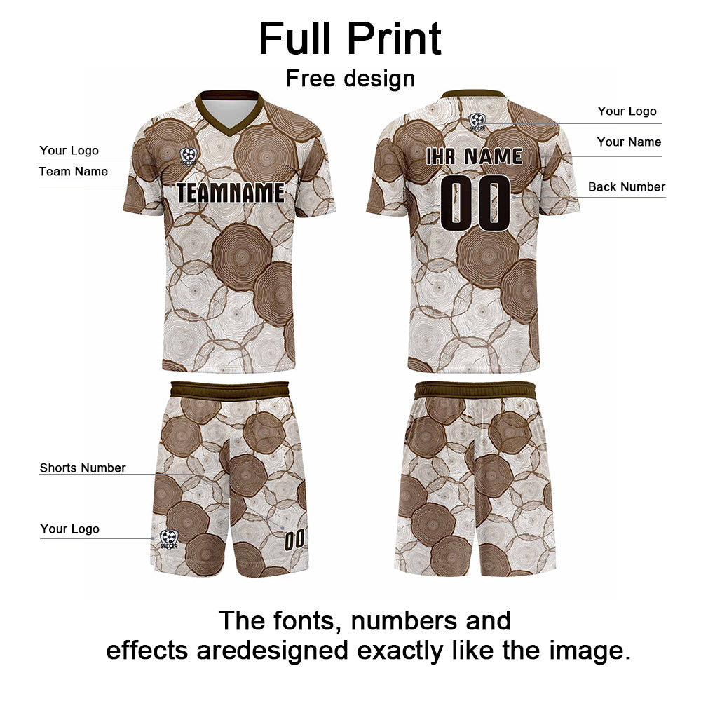 Custom White Brown Jerseys for Men Women Personalized Soccer Uniforms for Adult and Kid enthsush
