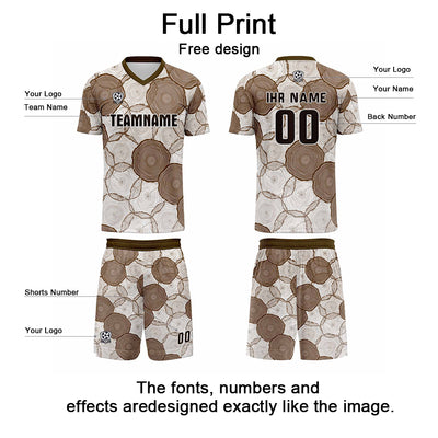Custom White Brown Jerseys for Men Women Personalized Soccer Uniforms for Adult and Kid enthsush