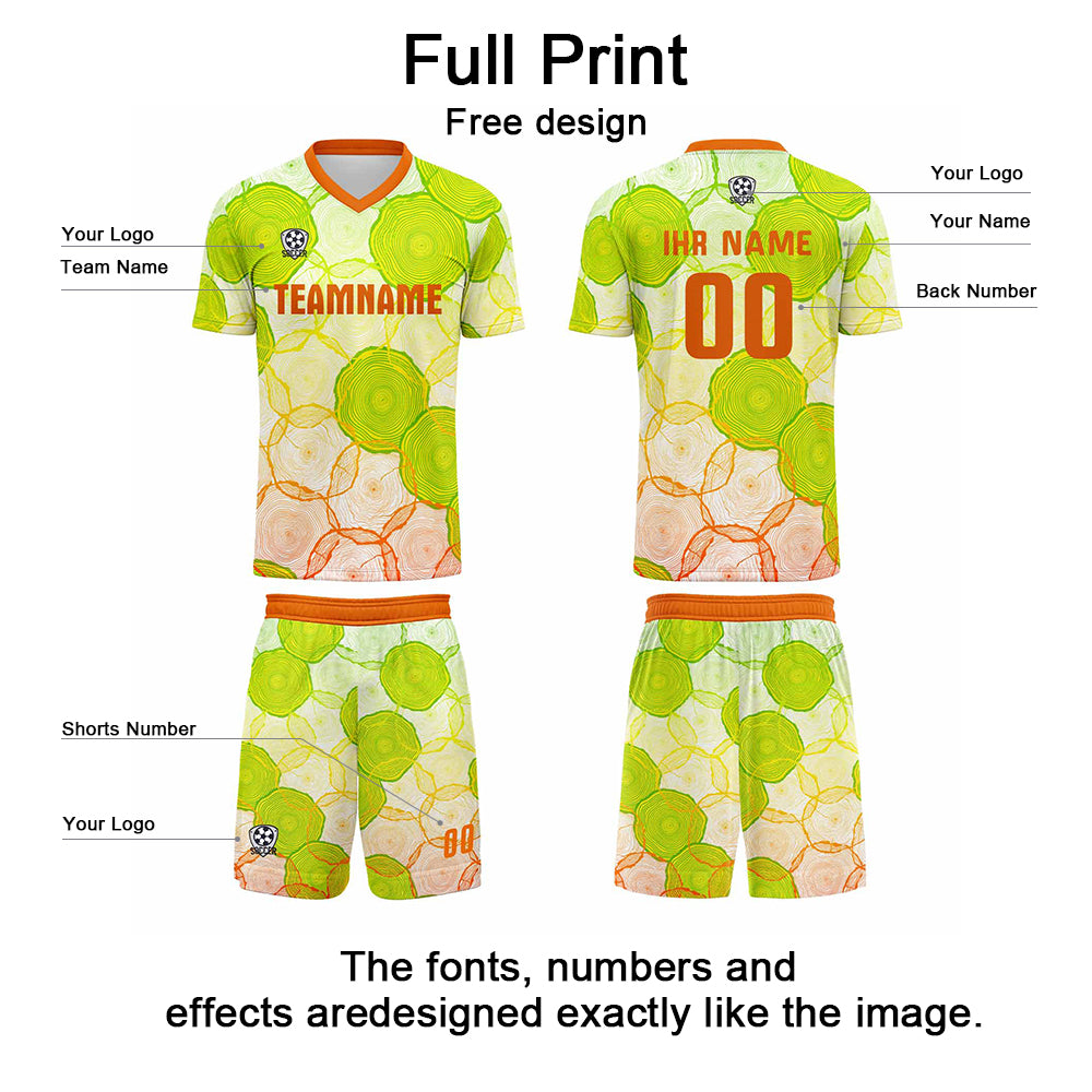 Custom Green Orange Jerseys for Men Women Personalized Soccer Uniforms for Adult and Kid enthsush