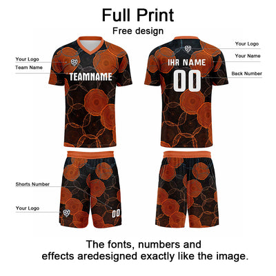 Custom Black Orange Jerseys for Men Women Personalized Soccer Uniforms for Adult and Kid enthsush