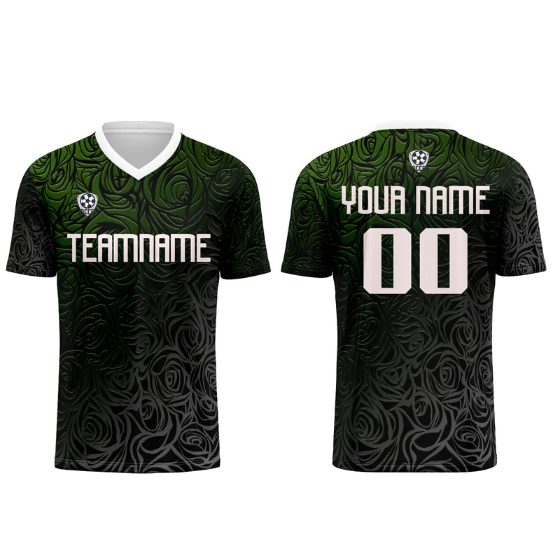 Custom Green Silver Jerseys for Men Women Personalized Soccer Uniforms for Adult and Kid