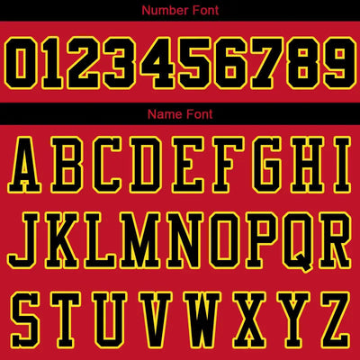 Custom Stitched Basketball Jersey for Men, Women And Kids Red-Black-Yellow enthsush