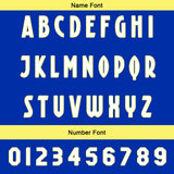 Custom Blue Yellow Football Jersey Personalized Gradient Football Shirts for Men Printed Team Name Number Logo