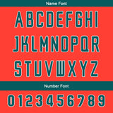Custom Bright Red Teal Reversible Football Jersey Personalized Gradient Football Shirts for Men Printed Team Name Number Logo