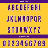 Custom Purple Yellow Reversible Football Jersey Personalized Gradient Football Shirts for Men Printed Team Name Number Logo