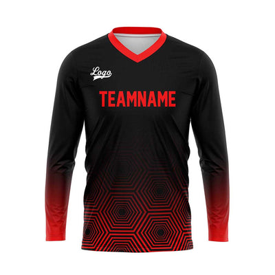 Custom Black Red Basketball Soccer Football Shooting Long T-Shirt for Adults and Kids enthsush