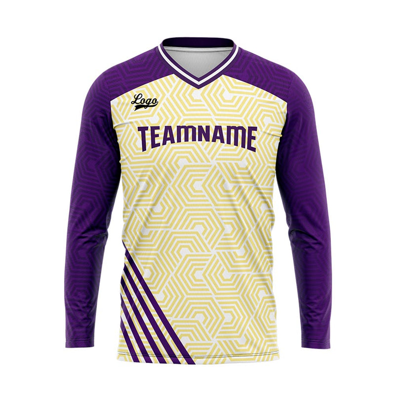 Custom Purple Yellow Basketball Soccer Football Shooting Long T-Shirt for Adults and Kids