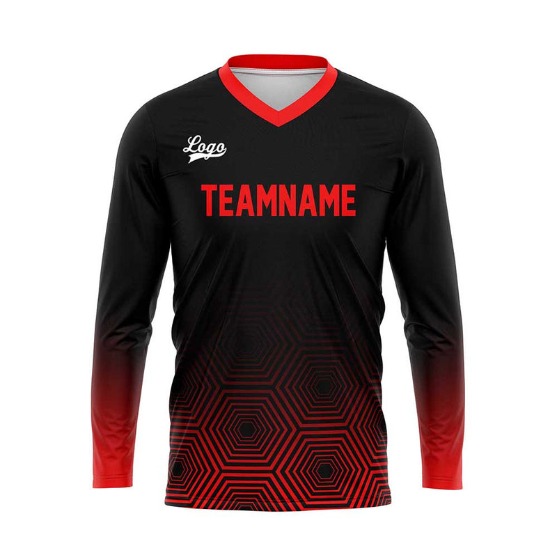 Custom Black Red Basketball Soccer Football Shooting Long T-Shirt for Adults and Kids