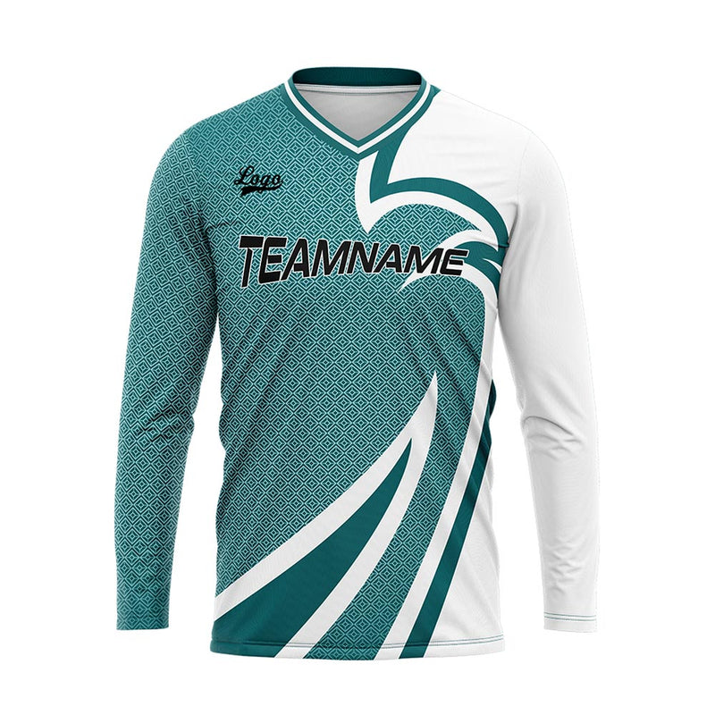 Custom Teal Basketball Soccer Football Shooting Long T-Shirt for Adults and Kids