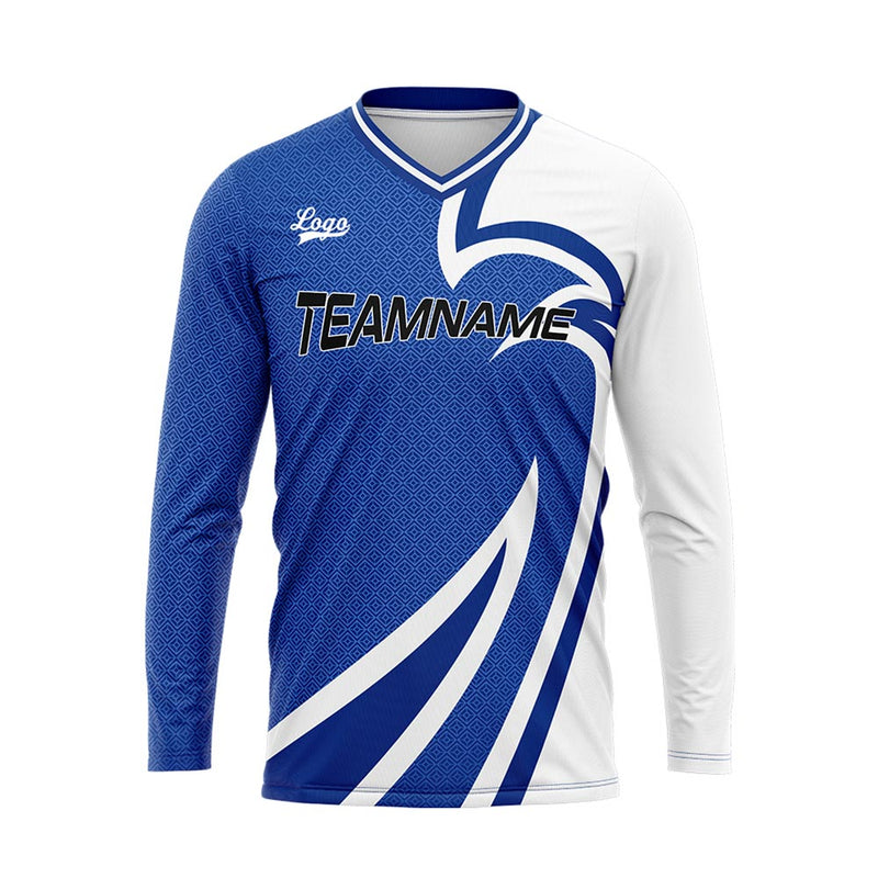 Custom Blue Basketball Soccer Football Shooting Long T-Shirt for Adults and Kids