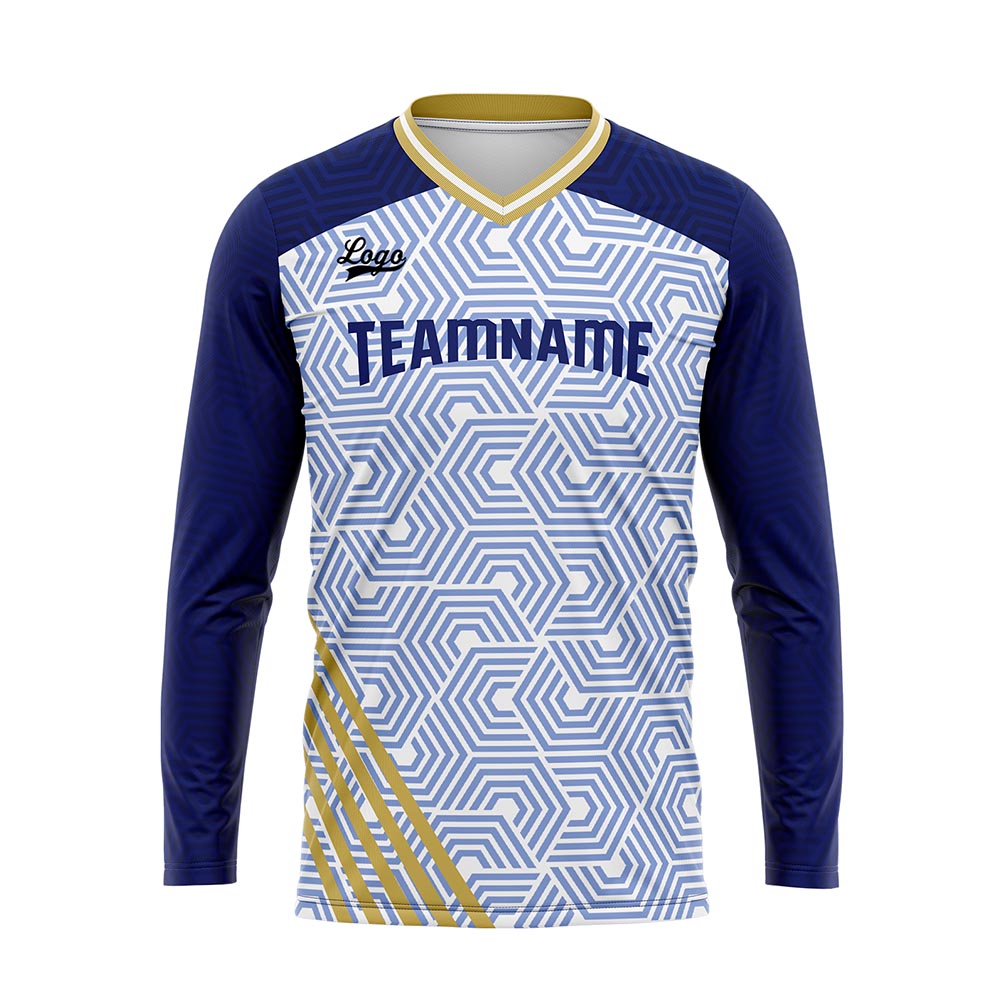 Custom Dark Blue Gold Basketball Soccer Football Shooting Long T-Shirt for Adults and Kids enthsush