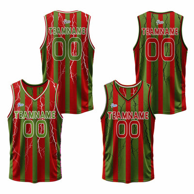 Custom Red Green Reversible Basketball Suit for Adults and Kids Personalized Jersey enthsush