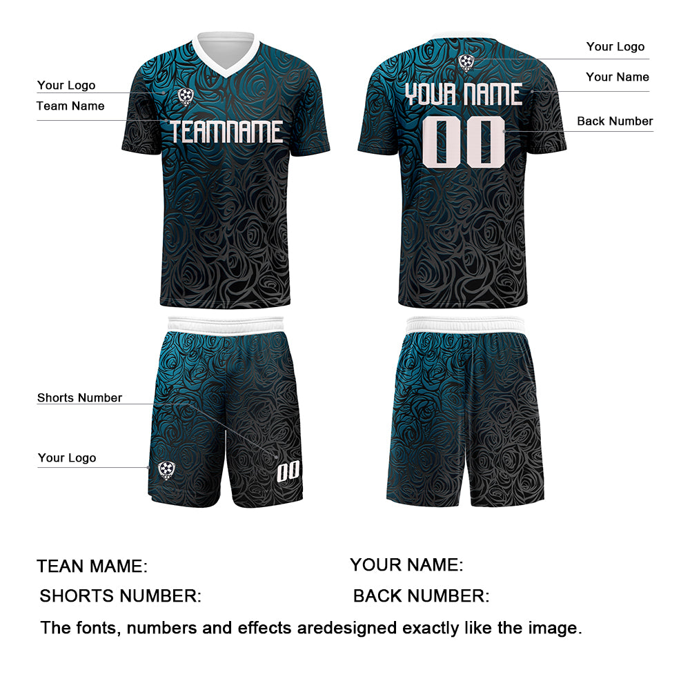 Custom Blue Silver Jerseys for Men Women Personalized Soccer Uniforms for Adult and Kid enthsush