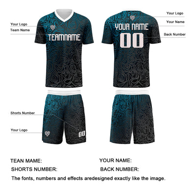 Custom Blue Silver Jerseys for Men Women Personalized Soccer Uniforms for Adult and Kid enthsush
