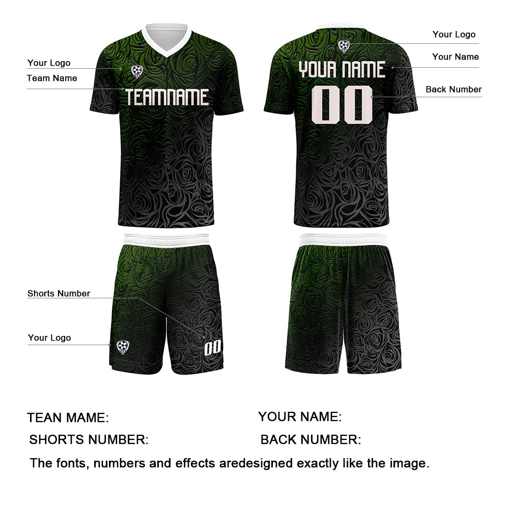 Custom Green Silver Jerseys for Men Women Personalized Soccer Uniforms for Adult and Kid enthsush